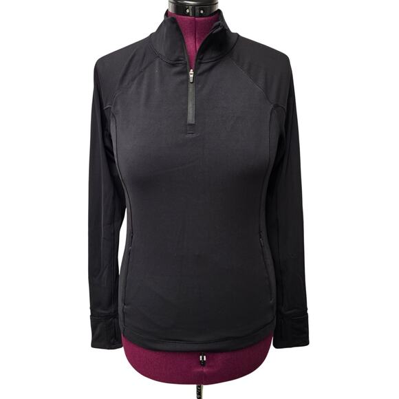 Athleta Tops - Women's Athleta Rainier Half Zip Black Athletic Pullover | Size Medium